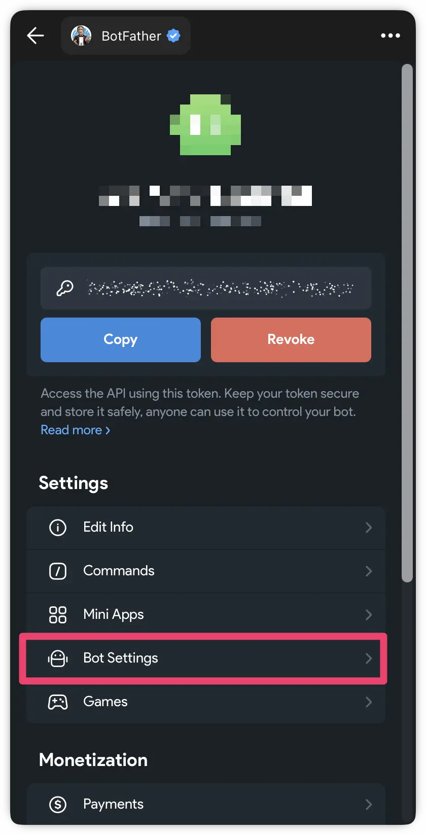 Настройки бота